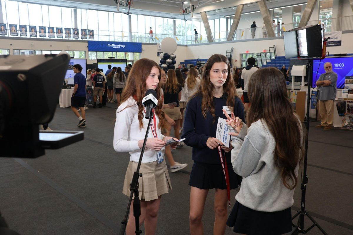 Eighth graders Petra Escobedo and Eden Cohen get interviewed about the Upper school for RSN by junior Lennon Specktor. 