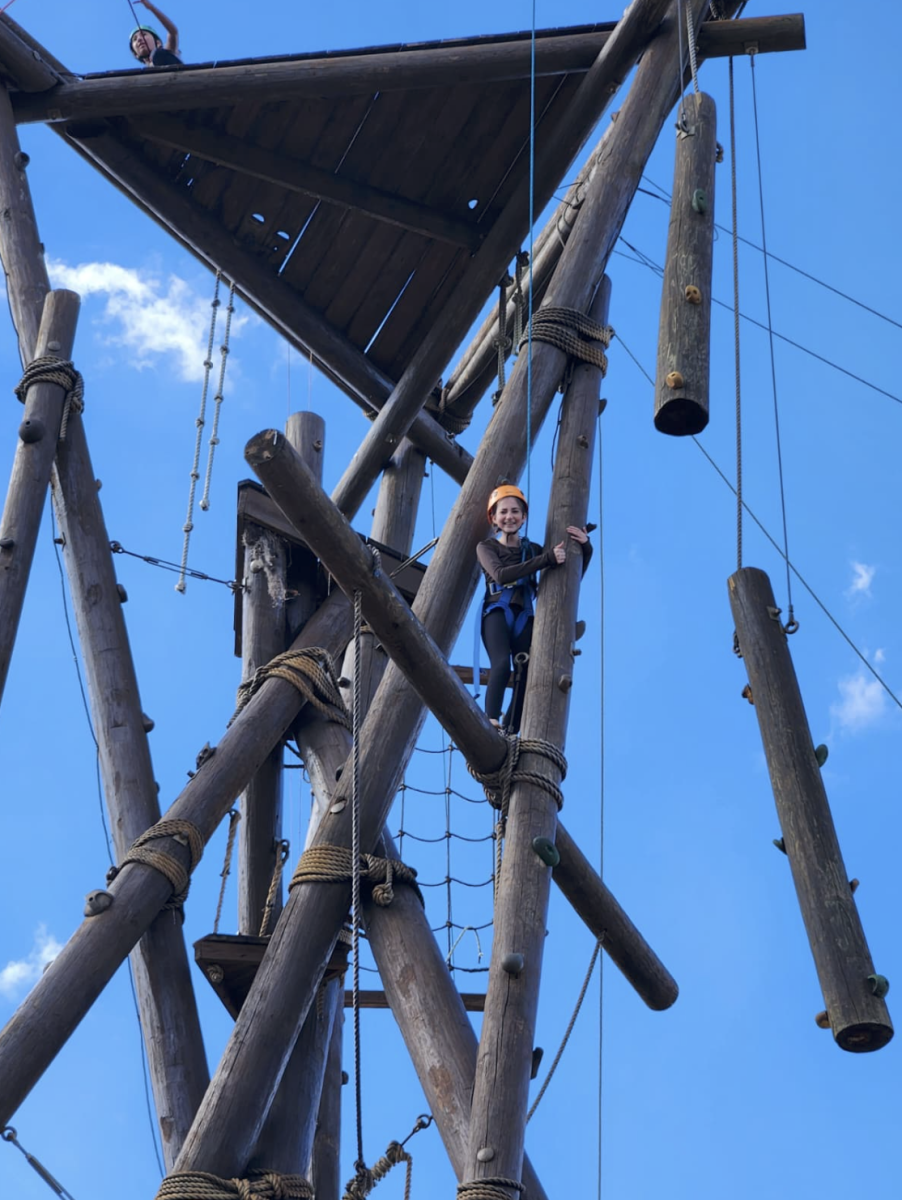 Seventh grader Neora Marmasse-Kalfa scales the alpine tower.  