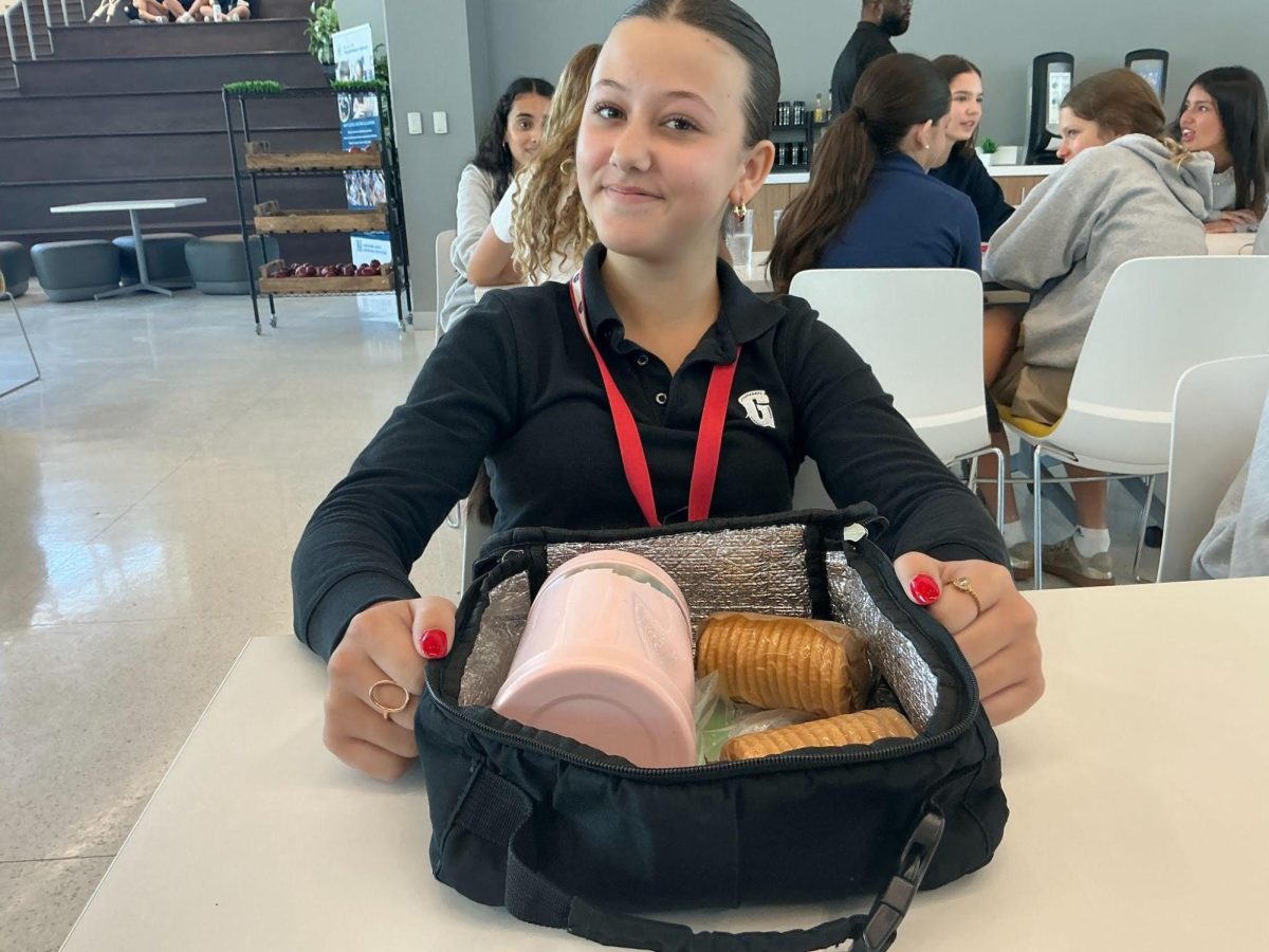 Lily Garcia shows her lunch and snacks from home, Ritz Crackers and steak and rice.